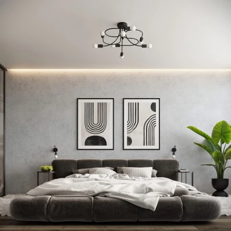 Lampy-sufitowe - żyrandol modny wyginany do sypialni levar 4 czarny sollux sl.1455 