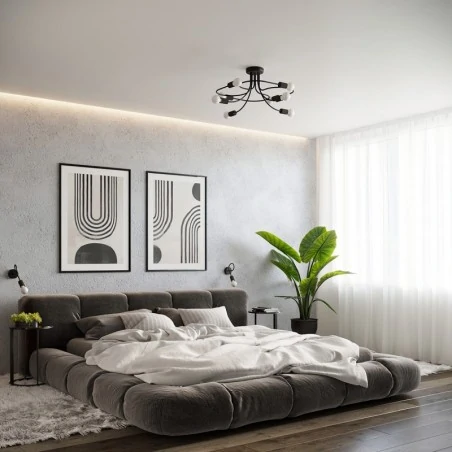 Lampy-sufitowe - żyrandol pajączek levar 8 czarny sollux sl.1457 