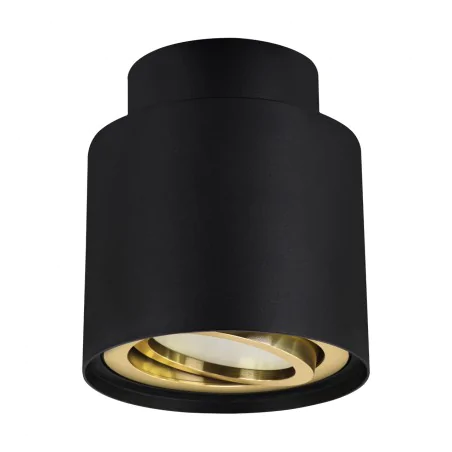 Oprawy-sufitowe-ruchome - 04593 lampa sufitowa punktowa tuba natynkowa czarno-złota gu10 hariet led c ideus 
