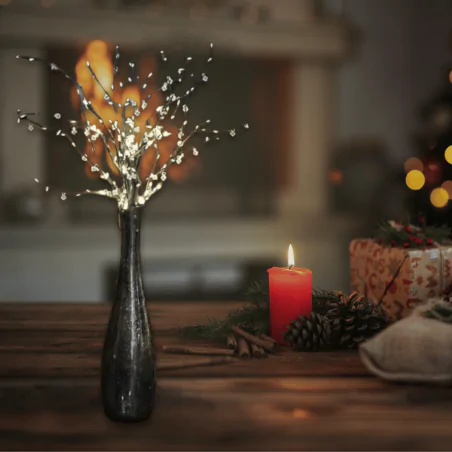 Dekoracje-swiateczne-led - dekoracja świąteczna podświetlane gałązki z perełkami led na baterie 