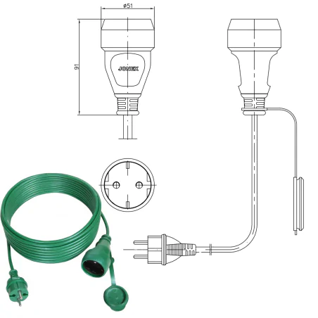 Przedluzacze-elektryczne - przedłużacz ogrodowy zielony do oświetlenia choinkowego 10m 