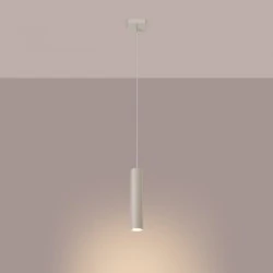 Lampy-sufitowe - lampa wisząca prosta tuba lagos 1 beżowa sollux sl.1479 