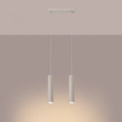 Lampy-sufitowe - lampa wisząca 2 tuby lagos 2 beżowa sollux sl.1480 