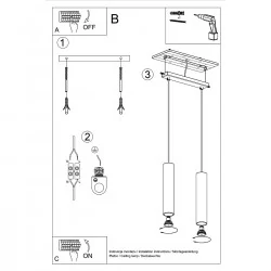 Lampy-sufitowe - lampa wisząca 2 tuby lagos 2 beżowa sollux sl.1480 