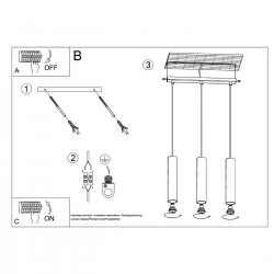 Lampy-sufitowe - lampa wisząca oprawa 3 tuby sufitowe lagos 3l beżowa sollux sl.1481 