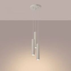 Lampy-sufitowe - lampa sufitowa wisząca beżowa potrójna gu10 lagos sl.1482 sollux 
