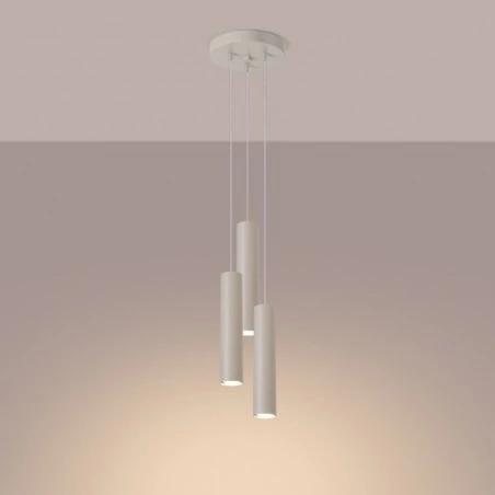 Lampy-sufitowe - lampa sufitowa wisząca beżowa potrójna gu10 lagos sl.1482 sollux 