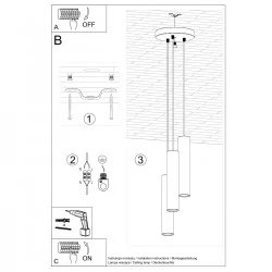 Lampy-sufitowe - lampa sufitowa wisząca beżowa potrójna gu10 lagos sl.1482 sollux 