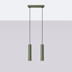 Lampy-sufitowe - lampa wisząca 2 sufitowe tuby lagos 2 zielona oliwka sollux sl.1485 