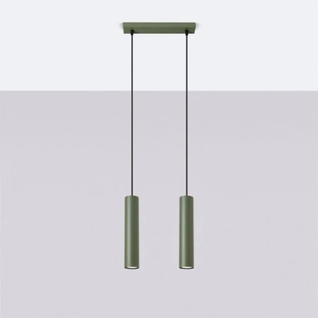 Lampy-sufitowe - lampa wisząca 2 sufitowe tuby lagos 2 zielona oliwka sollux sl.1485 