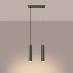 Lampy-sufitowe - lampa wisząca 2 sufitowe tuby lagos 2 zielona oliwka sollux sl.1485 