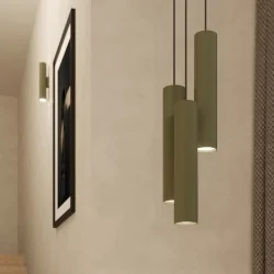 Lampy-sufitowe - lampa wisząca 2 sufitowe tuby lagos 2 zielona oliwka sollux sl.1485 