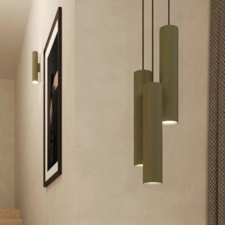 Lampy-sufitowe - lampa wisząca 2 sufitowe tuby lagos 2 zielona oliwka sollux sl.1485 