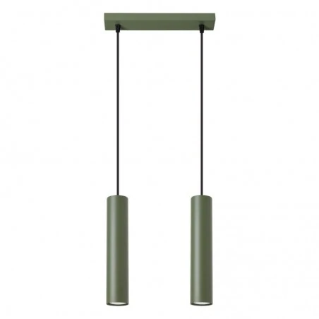Lampy-sufitowe - lampa wisząca 2 sufitowe tuby lagos 2 zielona oliwka sollux sl.1485 