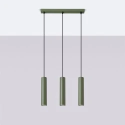 Lampy-sufitowe - lampa zwisające tuby lagos 3l zielona oliwka sollux sl.1486 