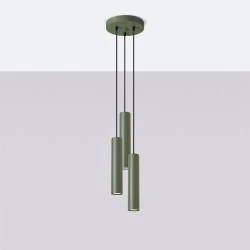 Lampy-sufitowe - lampa wisząca lagos 3p zielona oliwka sollux sl.1487 