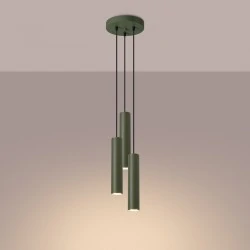 Lampy-sufitowe - lampa wisząca lagos 3p zielona oliwka sollux sl.1487 