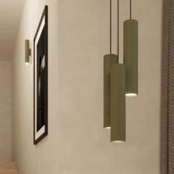 Lampy-sufitowe - lampa wisząca lagos 3p zielona oliwka sollux sl.1487 