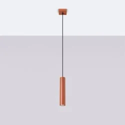 Lampy-sufitowe - lampa wisząca tuba zwis lagos 1 ochra czerwona sollux sl.1489 