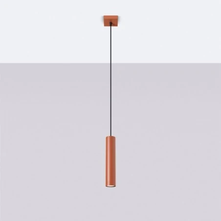 Lampy-sufitowe - lampa wisząca tuba zwis lagos 1 ochra czerwona sollux sl.1489 