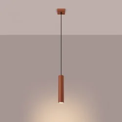 Lampy-sufitowe - lampa wisząca tuba zwis lagos 1 ochra czerwona sollux sl.1489 
