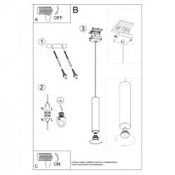 Lampy-sufitowe - lampa wisząca tuba zwis lagos 1 ochra czerwona sollux sl.1489 