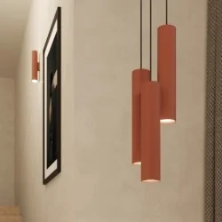 Lampy-sufitowe - lampa wisząca tuba zwis lagos 1 ochra czerwona sollux sl.1489 