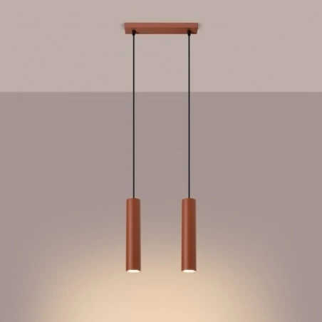 Lampy-sufitowe - lampa wisząca sufitowa dwie tuby czerwona ochra lagos sl.1490 sollux 