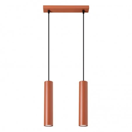 Lampy-sufitowe - lampa wisząca sufitowa dwie tuby czerwona ochra lagos sl.1490 sollux 