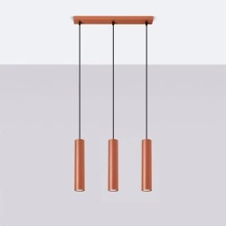 Lampy-sufitowe - lampa wisząca 3 tuby lagos 3l ochra czerwona sollux sl.1491 