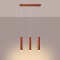 Lampy-sufitowe - lampa wisząca 3 tuby lagos 3l ochra czerwona sollux sl.1491 