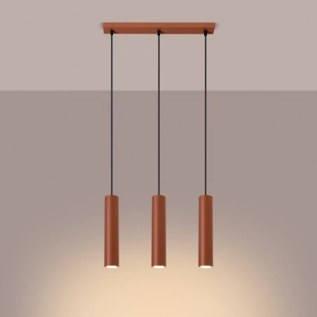 Lampy-sufitowe - lampa wisząca 3 tuby lagos 3l ochra czerwona sollux sl.1491 