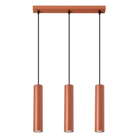 Lampy-sufitowe - lampa wisząca 3 tuby lagos 3l ochra czerwona sollux sl.1491 