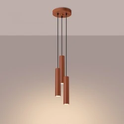 Oswietlenie-sufitowe - lampa wisząca potrójne tuby lagos 3p ochra czerwona sollux sl.1492 