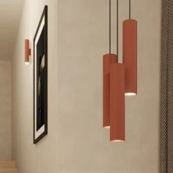 Oswietlenie-sufitowe - lampa wisząca potrójne tuby lagos 3p ochra czerwona sollux sl.1492 