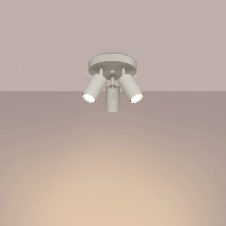 Oswietlenie-sufitowe - spot oświetleniowy sufitowy z trzema reflektorkami beżowy ring sl.1497 sollux 