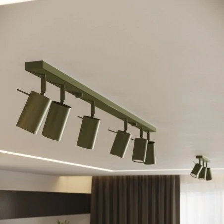 Oswietlenie-sufitowe - plafon lampa listwa oświetleniowa podwójna ring zielony oliwkowy sollux sl.1501 