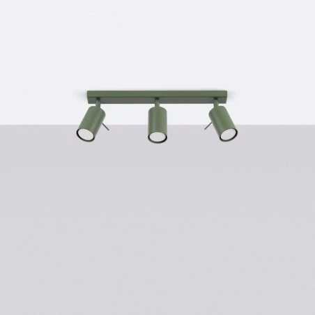 Oswietlenie-sufitowe - lampa sufitowa w formie listwy regulowane reflektorki zielony oliwkowy ring sl.1502 sollux 