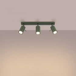 Oswietlenie-sufitowe - lampa sufitowa w formie listwy regulowane reflektorki zielony oliwkowy ring sl.1502 sollux 