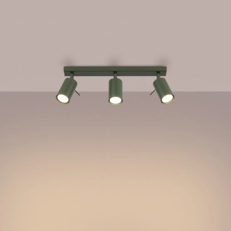 Oswietlenie-sufitowe - lampa sufitowa w formie listwy regulowane reflektorki zielony oliwkowy ring sl.1502 sollux 