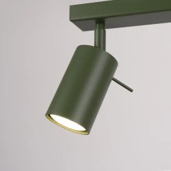 Oswietlenie-sufitowe - lampa sufitowa w formie listwy regulowane reflektorki zielony oliwkowy ring sl.1502 sollux 