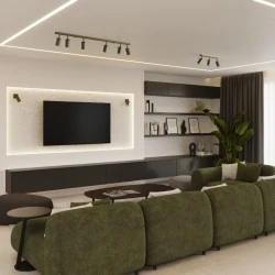 Oswietlenie-sufitowe - lampa sufitowa w formie listwy regulowane reflektorki zielony oliwkowy ring sl.1502 sollux 