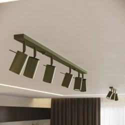 Oswietlenie-sufitowe - lampa sufitowa w formie listwy regulowane reflektorki zielony oliwkowy ring sl.1502 sollux 
