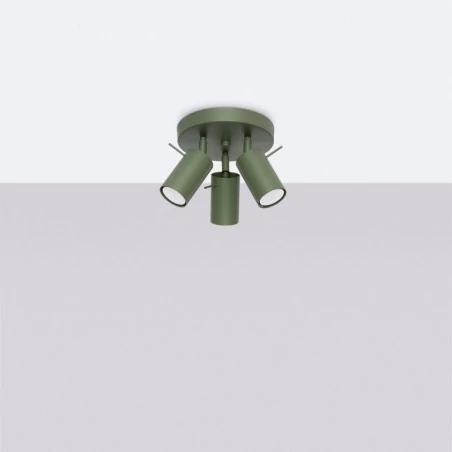 Oswietlenie-sufitowe - spot sufitowy oświetleniowy potrójny regulowane reflektorki zielony oliwkowy ring sl.1503 sollux 