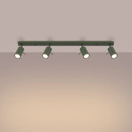 Oswietlenie-sufitowe - oprawa sufitowa listwa poczwórna ring 4l zielony oliwkowy sollux sl.1504 