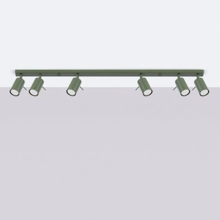 Oswietlenie-sufitowe - plafon listwa oświetleniowa 6 spotów ring 6l zielony oliwkowy sollux sl.1505 