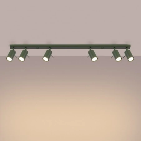 Oswietlenie-sufitowe - plafon listwa oświetleniowa 6 spotów ring 6l zielony oliwkowy sollux sl.1505 