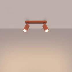 Oswietlenie-sufitowe - lampa sufitowa podwójny reflektor ring 2 ochra czerwona sollux sl.1507 