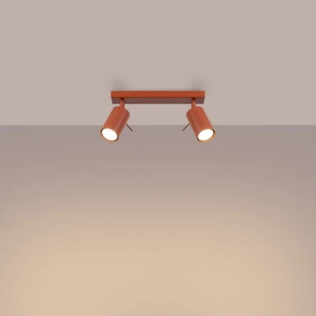 Oswietlenie-sufitowe - lampa sufitowa podwójny reflektor ring 2 ochra czerwona sollux sl.1507 