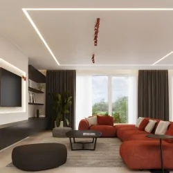 Oswietlenie-sufitowe - lampa sufitowa podwójny reflektor ring 2 ochra czerwona sollux sl.1507 
